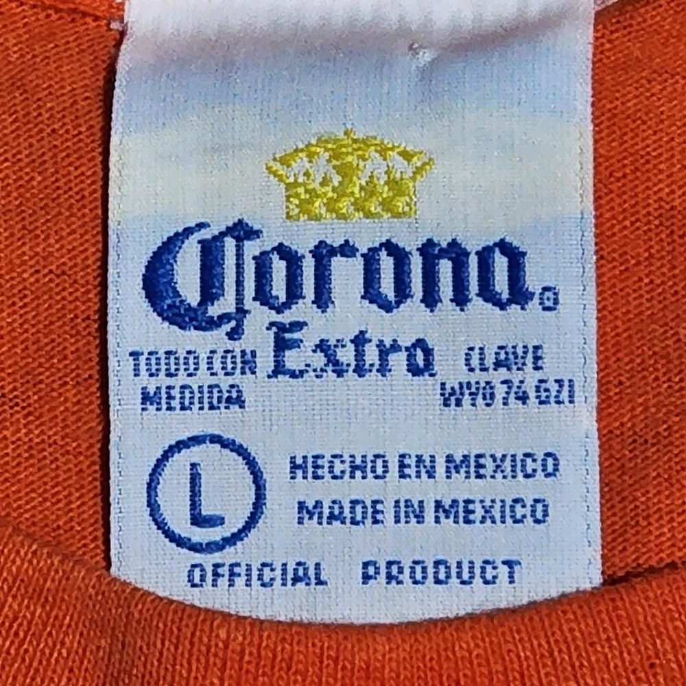 Corona Extra Playa del Carmen Mexico T Shirt Size Large Orange Carousel - Picture 4 of 8